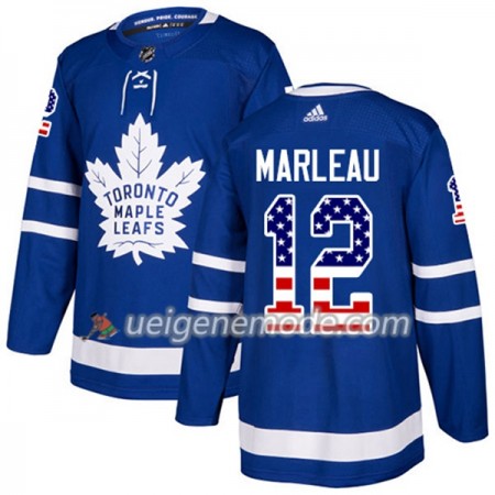 Herren Eishockey Toronto Maple Leafs Trikot Patrick Marleau 12 Adidas 2017-2018 Blue USA Flag Fashion Authentic